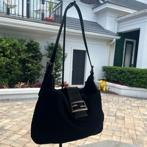 Fendi Vintage 90s Y2K Black Shoulder Bag Nylon